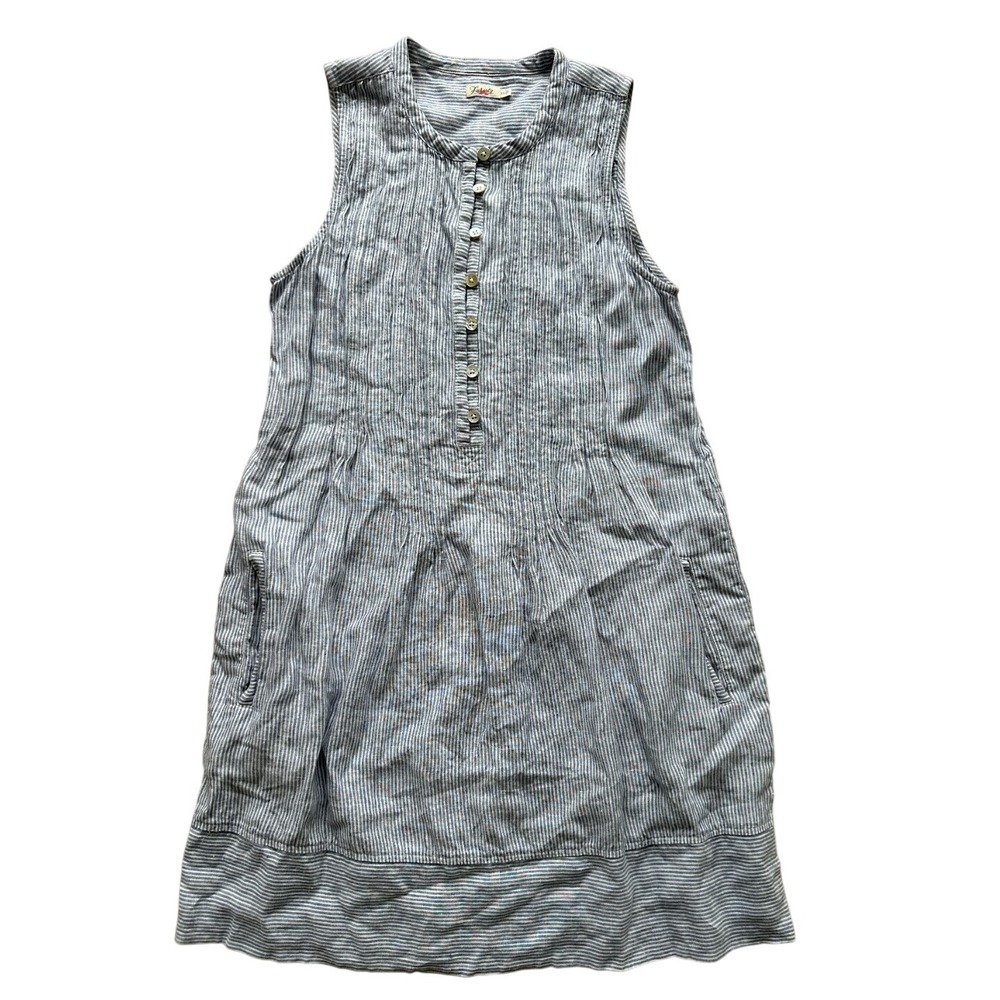 Faherty Navy Pinstripe Sleeveless Mini Dress